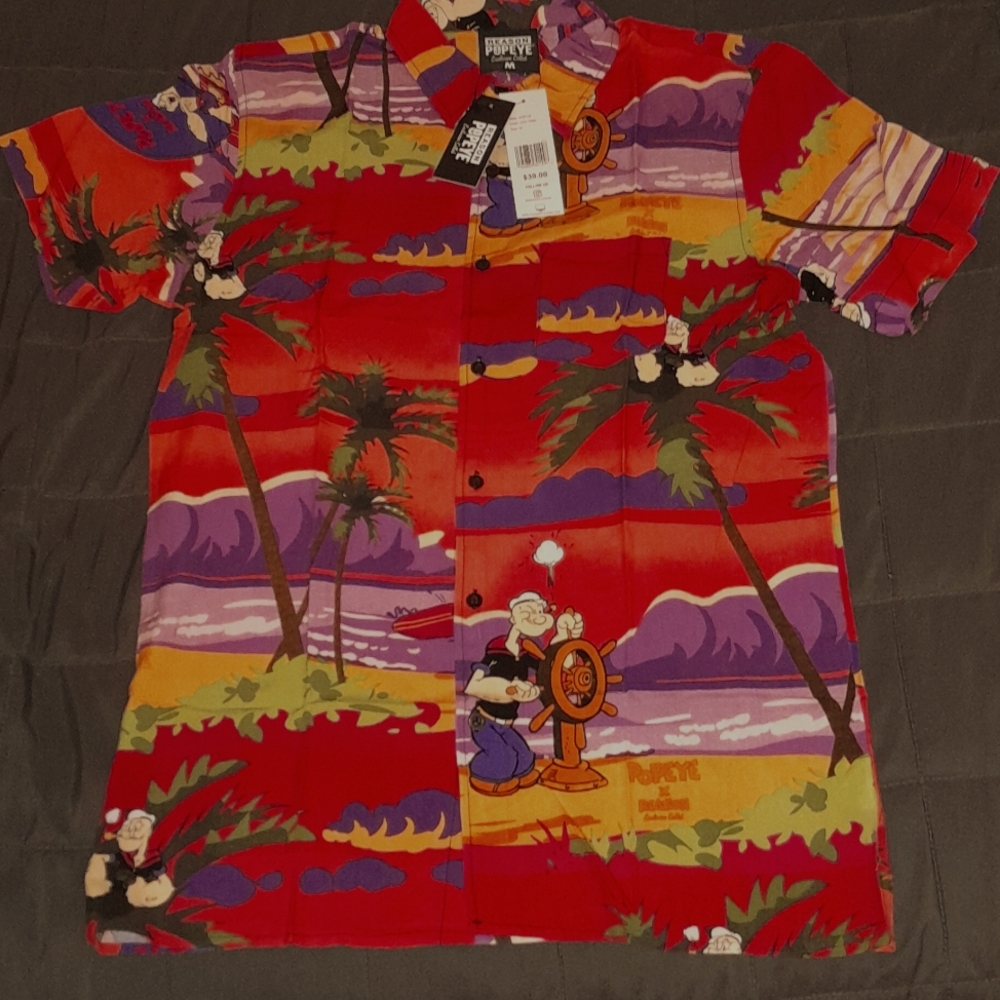 Reason Popeye Button Down Shirt Men's Medium